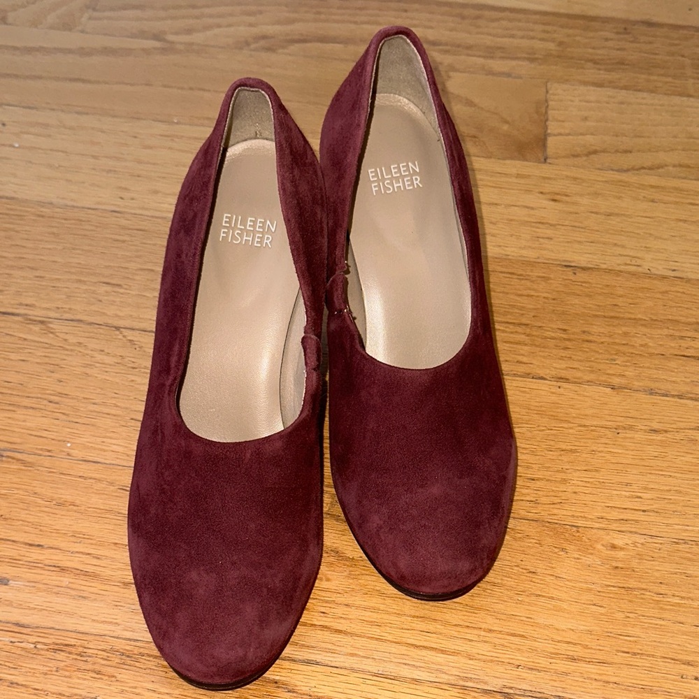 Eileen Fisher Deep Burgundy Suede Heels